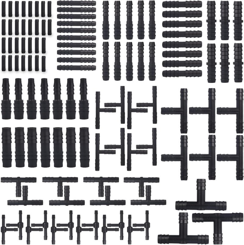 Easily 115 PCS Vacuum Connector Assortment Heat Resistance 240℃（460℉）12 Sizes Automotive Vacuum Tubing Connector Vacuum Tee Connector Assortment Kit (Black,Nylon) - Image 1
